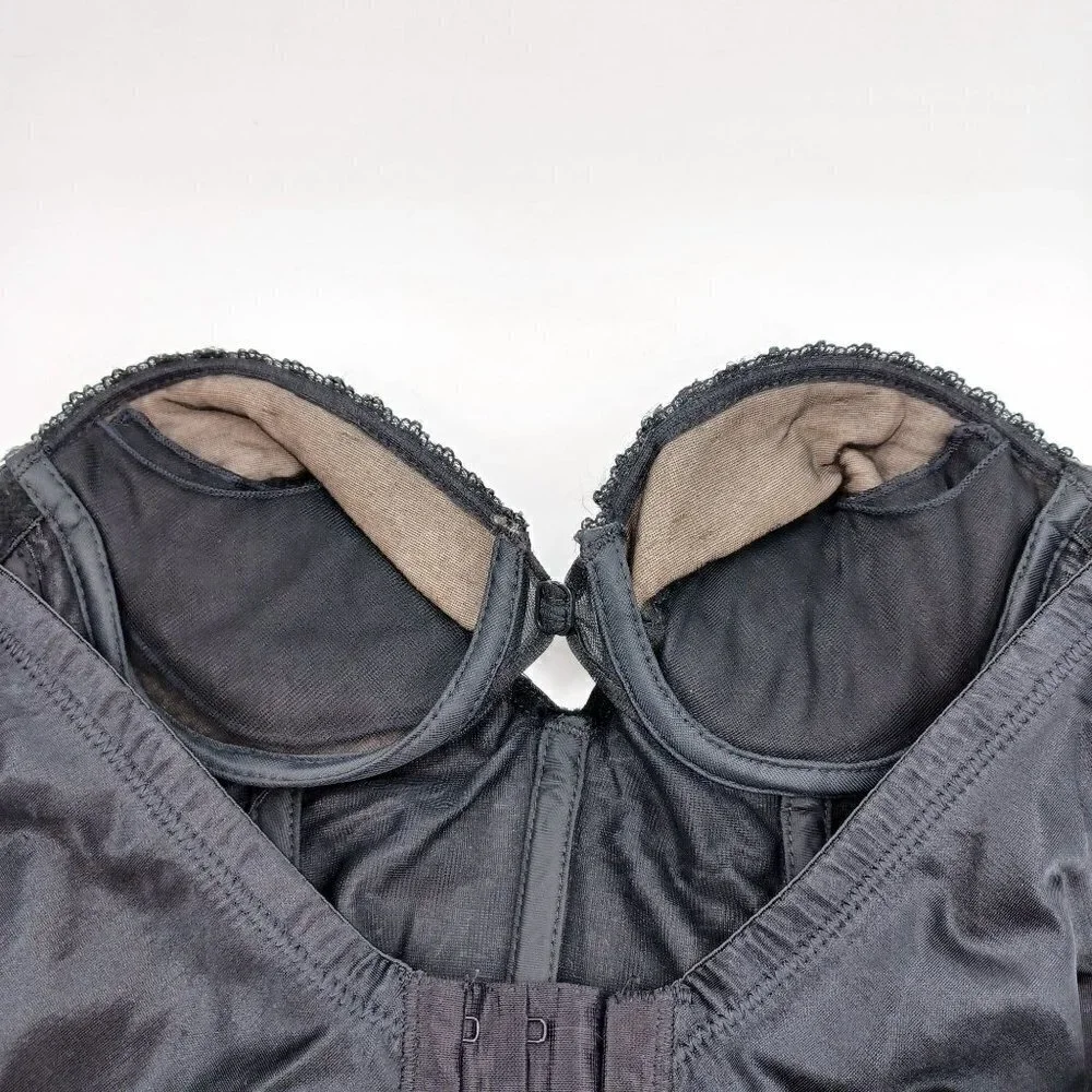 Vintage Black Bustier Lingerie Women's 34A Boning Strapless Sexy Pin Up Glam - Picture 6 of 8